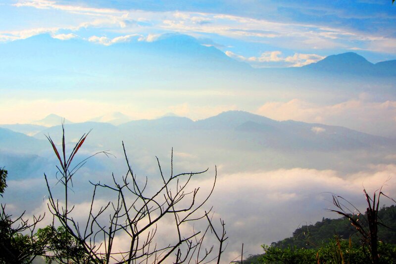 Mountain Range with Clouds — Blue, Serene, Morning, Photograph, Mountains