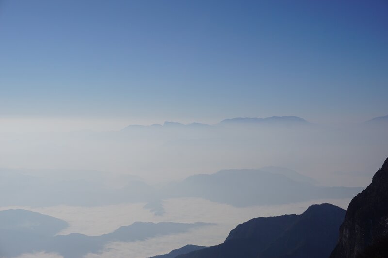 Mountain Range with Clouds — Blue, Serene, Morning, Photograph, Sky