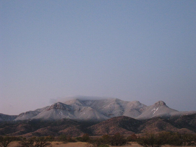 Mountain Range with Clouds — Blue, Serene, Morning, Photograph