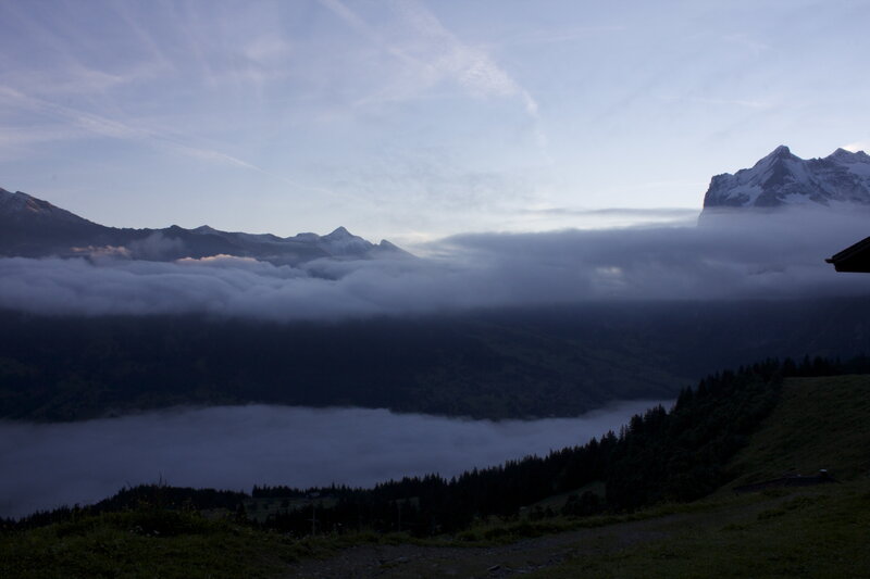 Mountain Range with Clouds — Blue, Serene, Morning