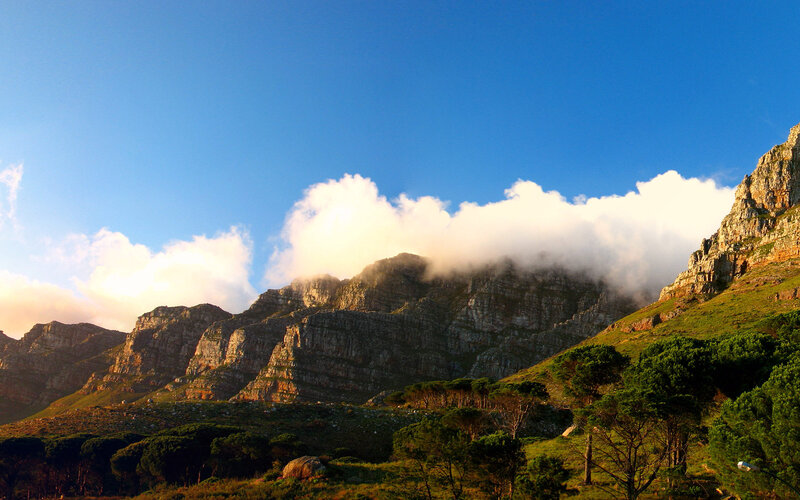 Mountain Range with Clouds — Blue, Serene, Sunrise