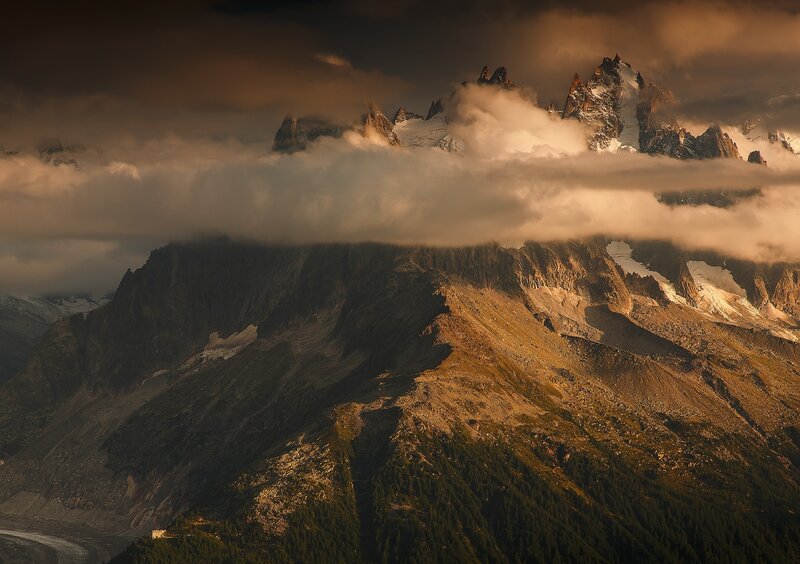 Mountain Range with Clouds — Brown, Dramatic, Sunset