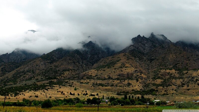 Mountain Range with Clouds — Gray, Dramatic