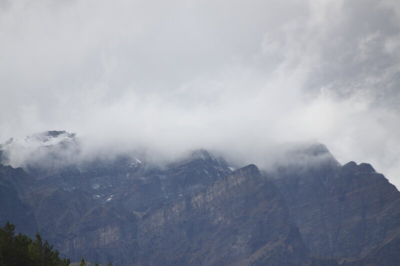 Mountain Range with Clouds — Gray, Overcast
