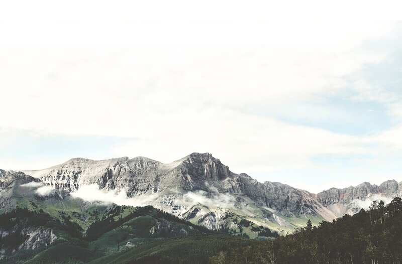 Mountain Range with Clouds — Gray, Serene