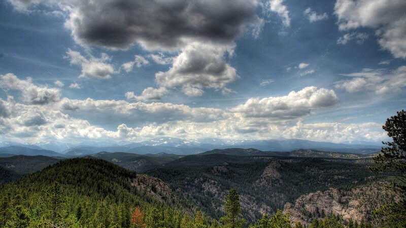 Mountain Range with Clouds — Green, Dramatic, Afternoon, Photograph
