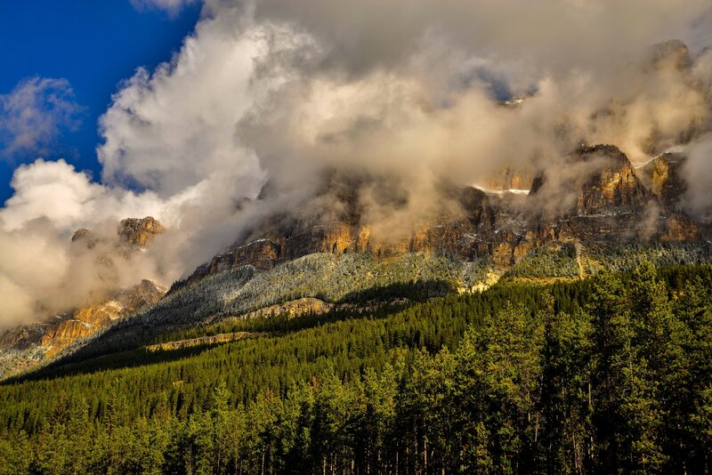Mountain Range with Clouds — Green, Dramatic, Afternoon