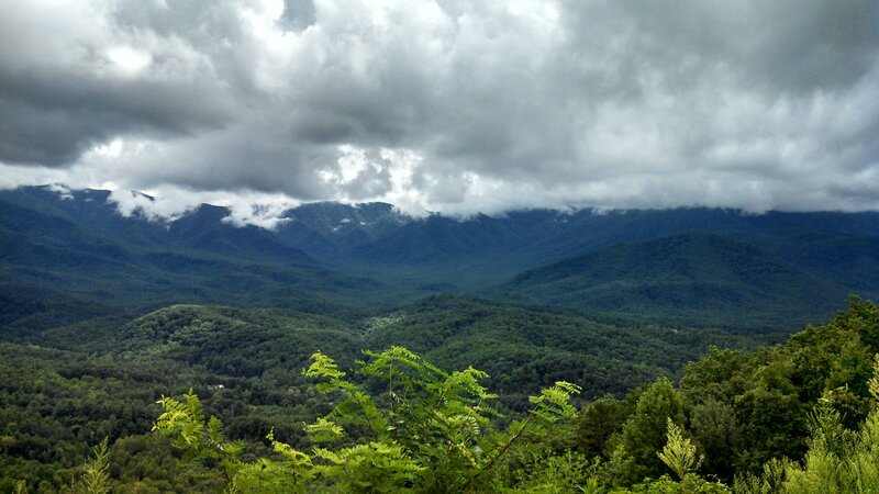 Mountain Range with Clouds — Green, Dramatic, Photograph