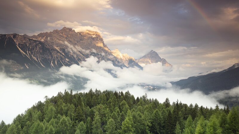 Mountain Range with Clouds — Green, Dramatic, Sunrise