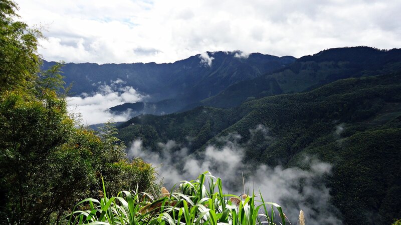 Mountain Range with Clouds — Green, Serene, Morning, Photograph, Trees