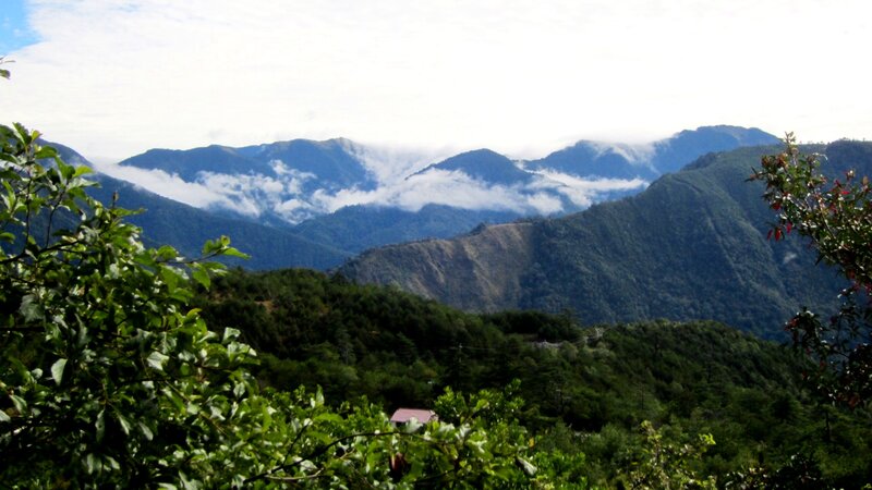 Mountain Range with Clouds — Green, Serene