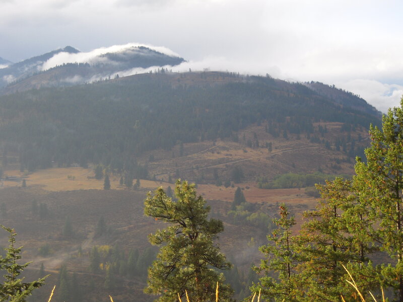 Mountain Range with Clouds — Green