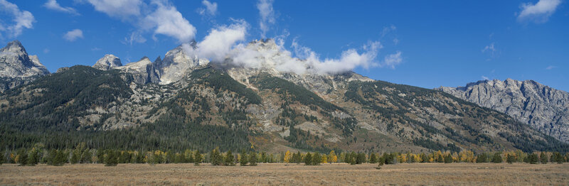 mountain range with clouds