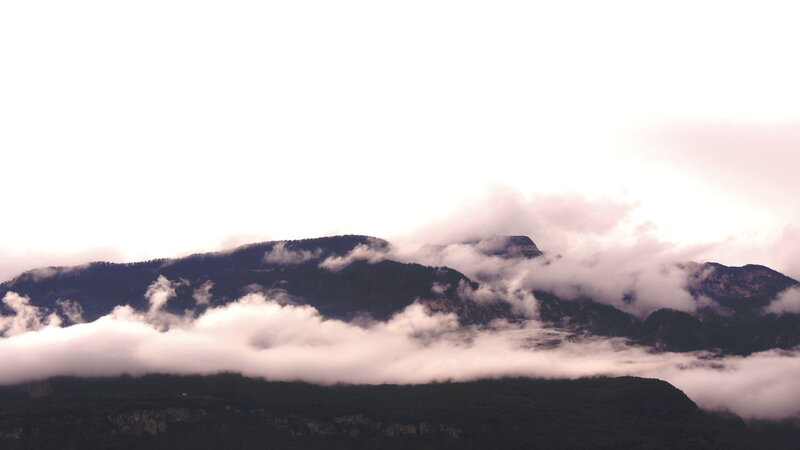 Mountain Range with Clouds — White