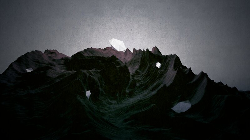 Mountain Range with Crystals