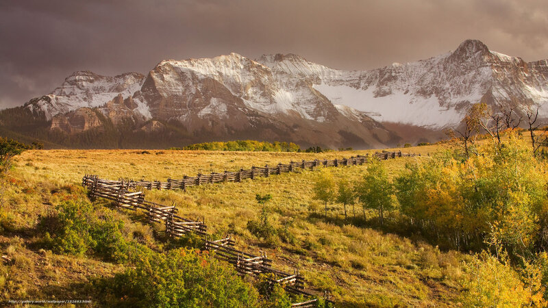 Mountain Range with Fence — Brown
