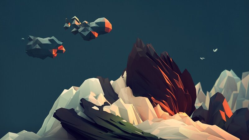 Mountain Range with Floating Rocks