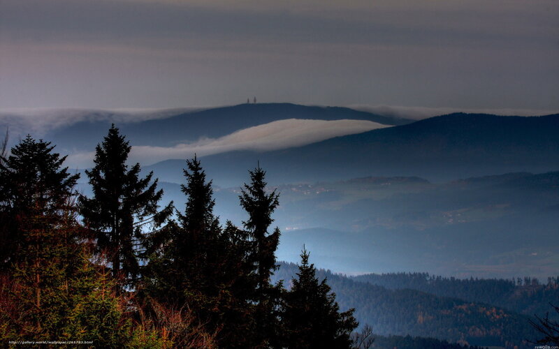 Mountain Range with Fog — Blue, Misty