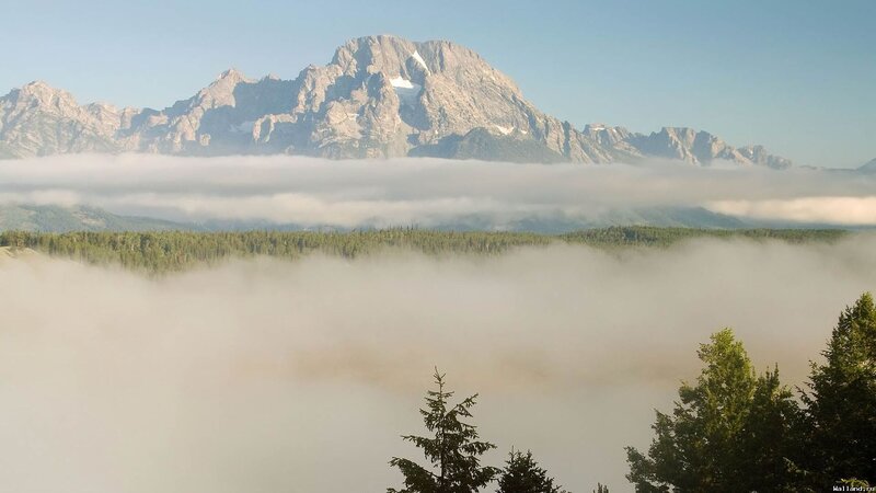 Mountain Range with Fog — Blue, Serene, Morning