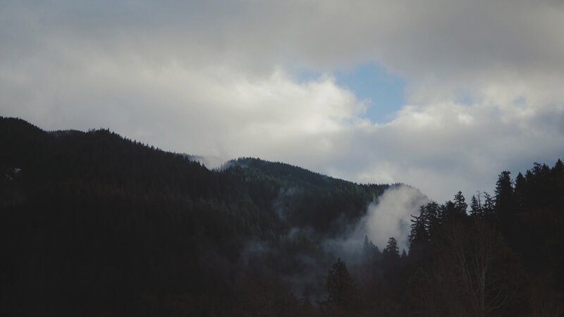 Mountain Range with Fog — Gray, Moody