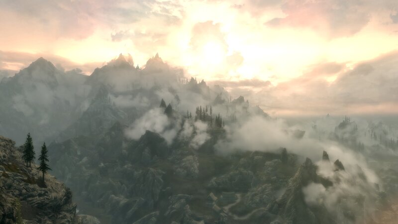 Mountain Range with Fog — Gray