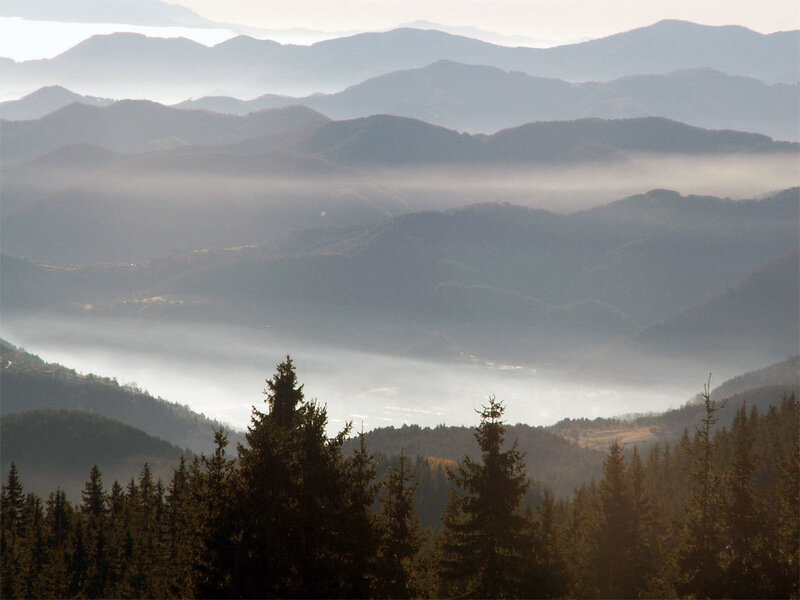 Mountain Range with Fog