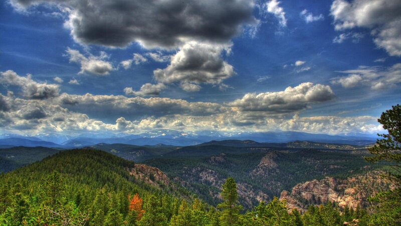 Mountain Range with Forest — Blue, Dramatic, Afternoon, Photograph
