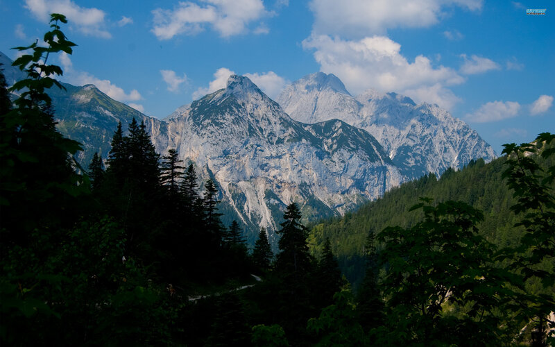 Mountain Range with Forest — Blue, Serene, Afternoon