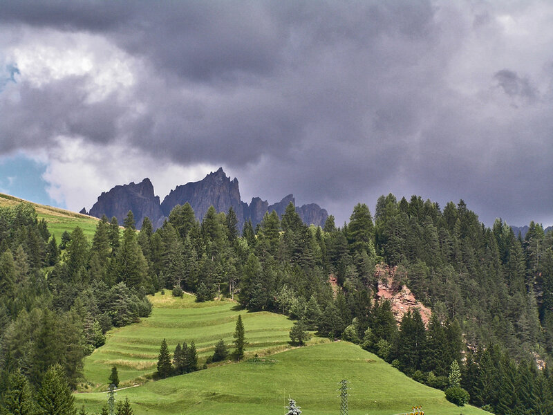 Mountain Range with Forest — Green, Dramatic, Afternoon, Photograph, Hills
