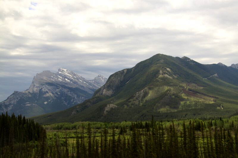 Mountain Range with Forest — Green, Serene, Afternoon, Photograph, Clouds