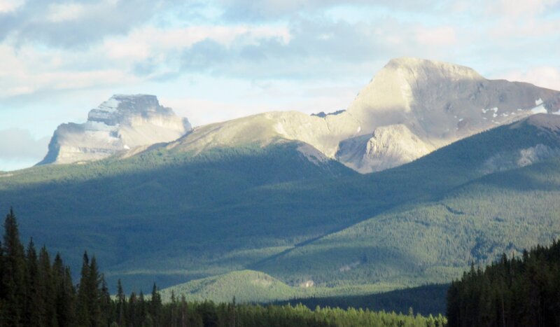 Mountain Range with Forest — Green, Serene, Afternoon, Photograph, Clouds, Trees