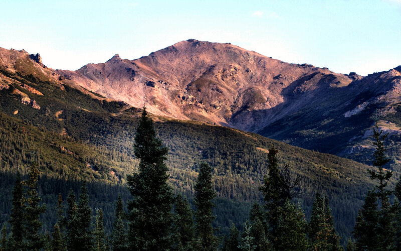 Mountain Range with Forest — Green, Serene, Afternoon, Photograph, Trees, Mountains