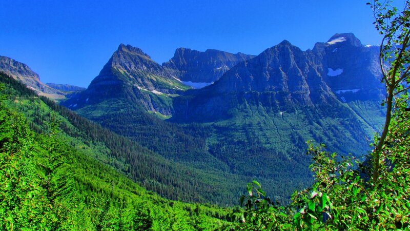 Mountain Range with Forest — Green, Serene, Afternoon, Photograph, Trees, Snow