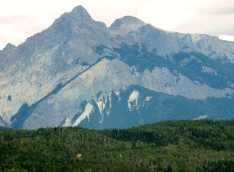 Mountain Range with Forest — Green, Serene, Photograph