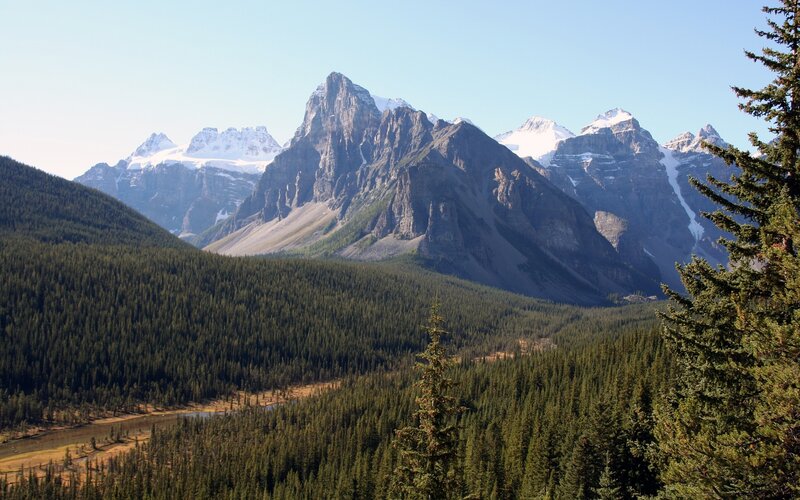 Mountain range with forest valley