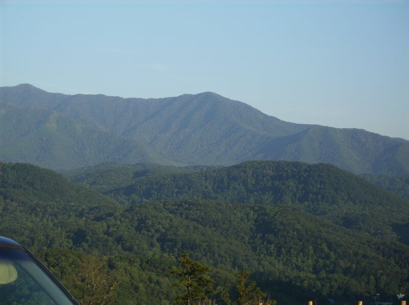 Mountain range with forested hills