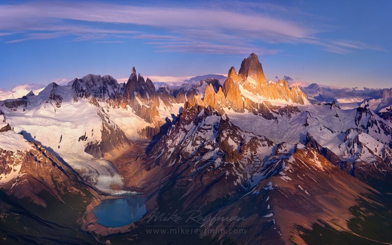 Mountain Range with Glacier — Blue