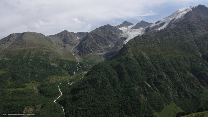 Mountain Range with Glacier — Green