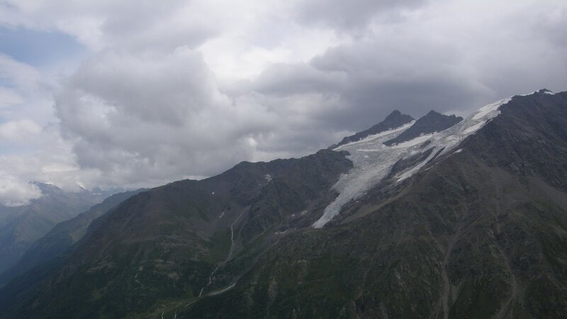 mountain range with glacier