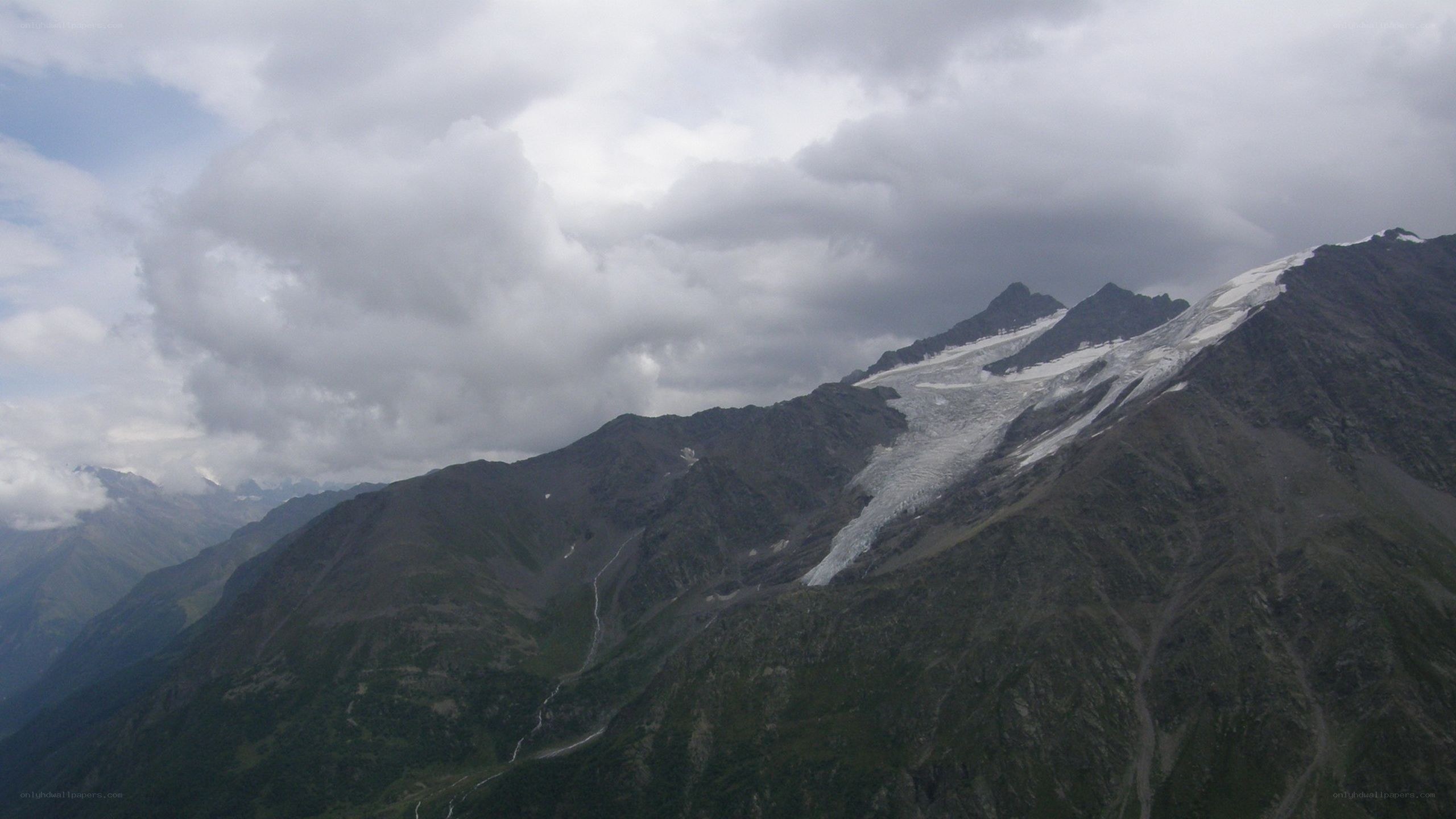 mountain range with glacier