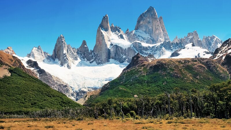 Mountain Range with Glaciers — Blue