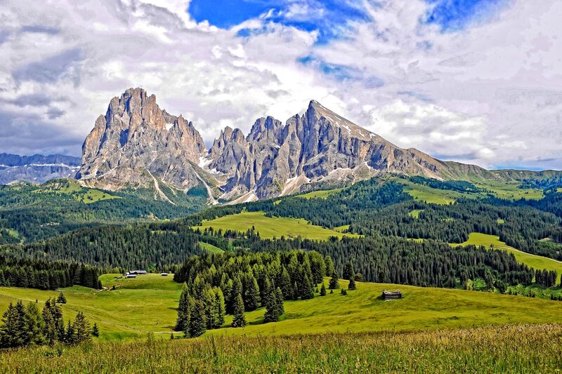 Mountain Range with Green Hills — Dramatic, Afternoon