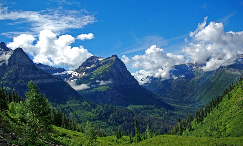 Mountain Range with Green Valley