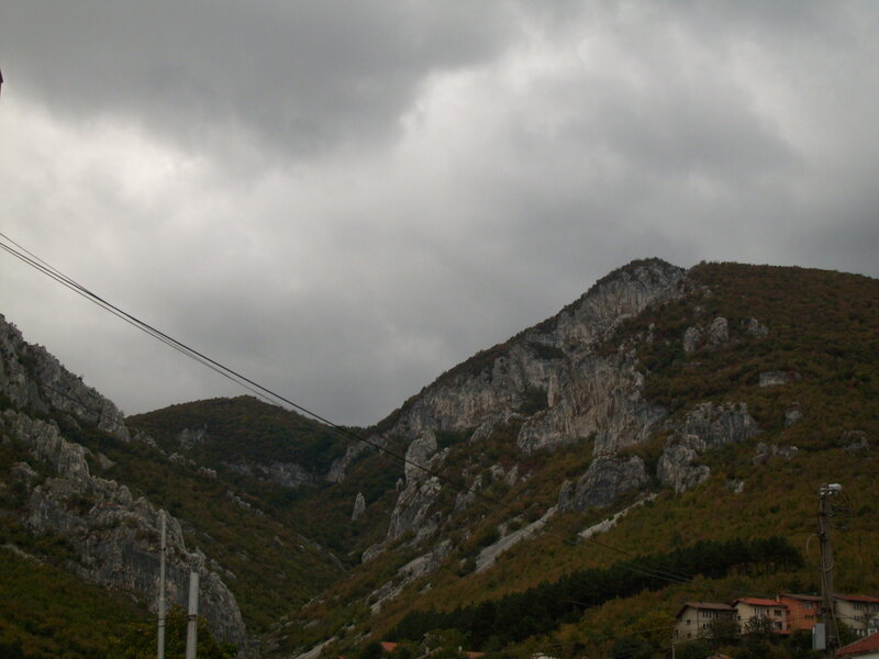 Mountain Range with Houses