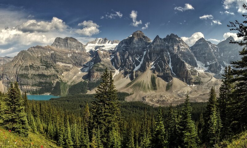 Mountain Range with Lake — Blue, Dramatic, Afternoon, Photograph