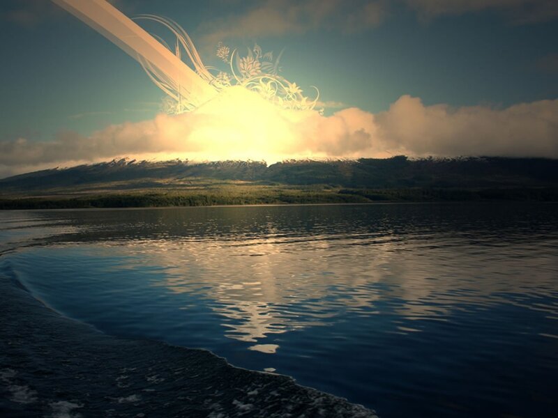 Mountain Range with Lake — Blue, Dramatic, Sunset