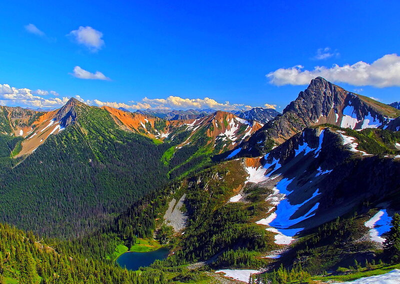 Mountain Range with Lake — Blue, Serene, Summer