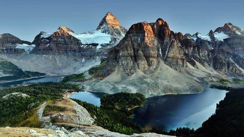 Mountain Range with Lake — Blue, Serene, Sunrise
