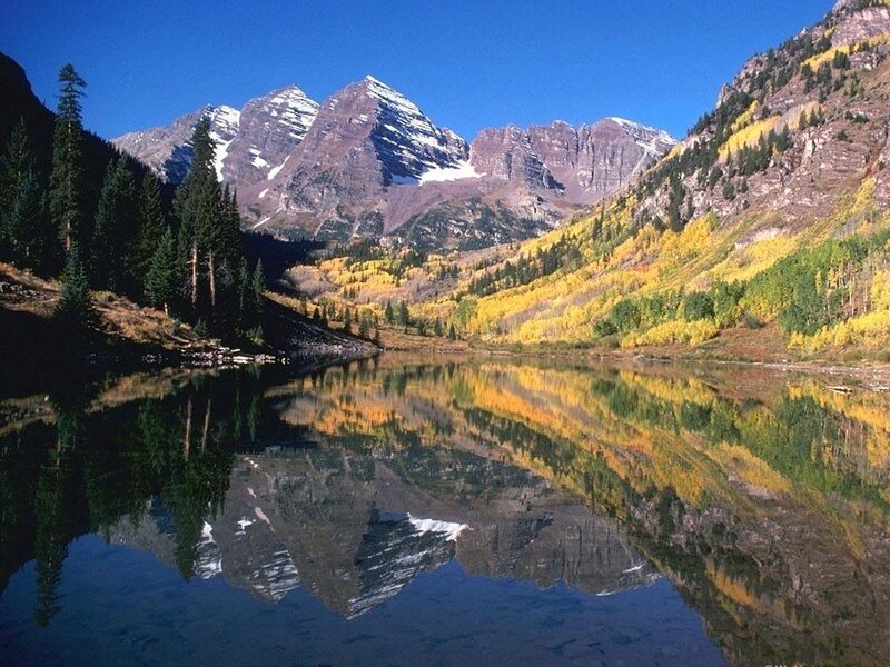Mountain Range with Lake — Blue, Serene