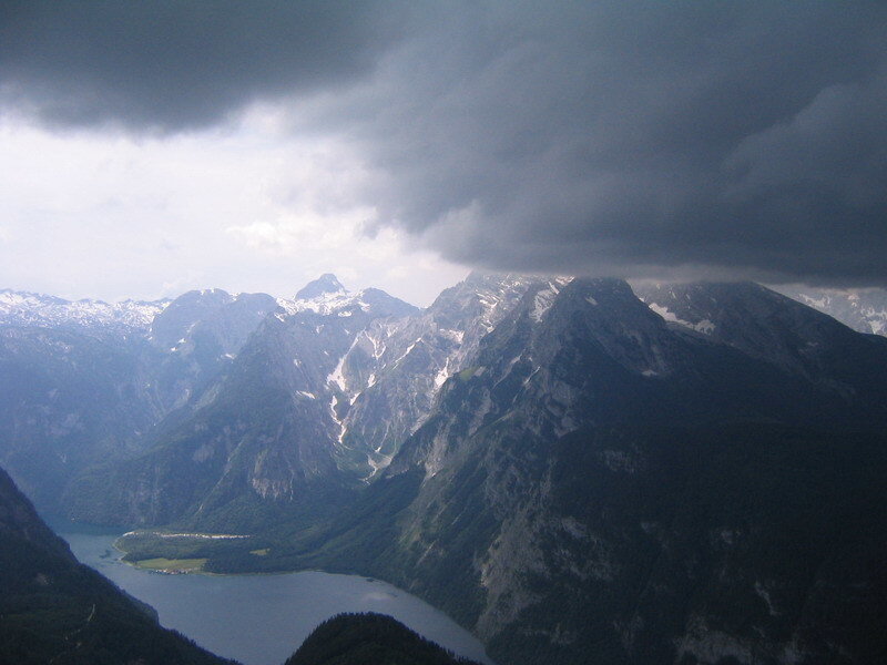 Mountain Range with Lake — Gray, Dramatic